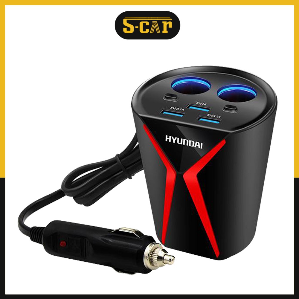 Cốc chia sạc Hyundai HY-18 chất lượng cao (2 tẩu tròn 3 USB) bảo hành 12 tháng