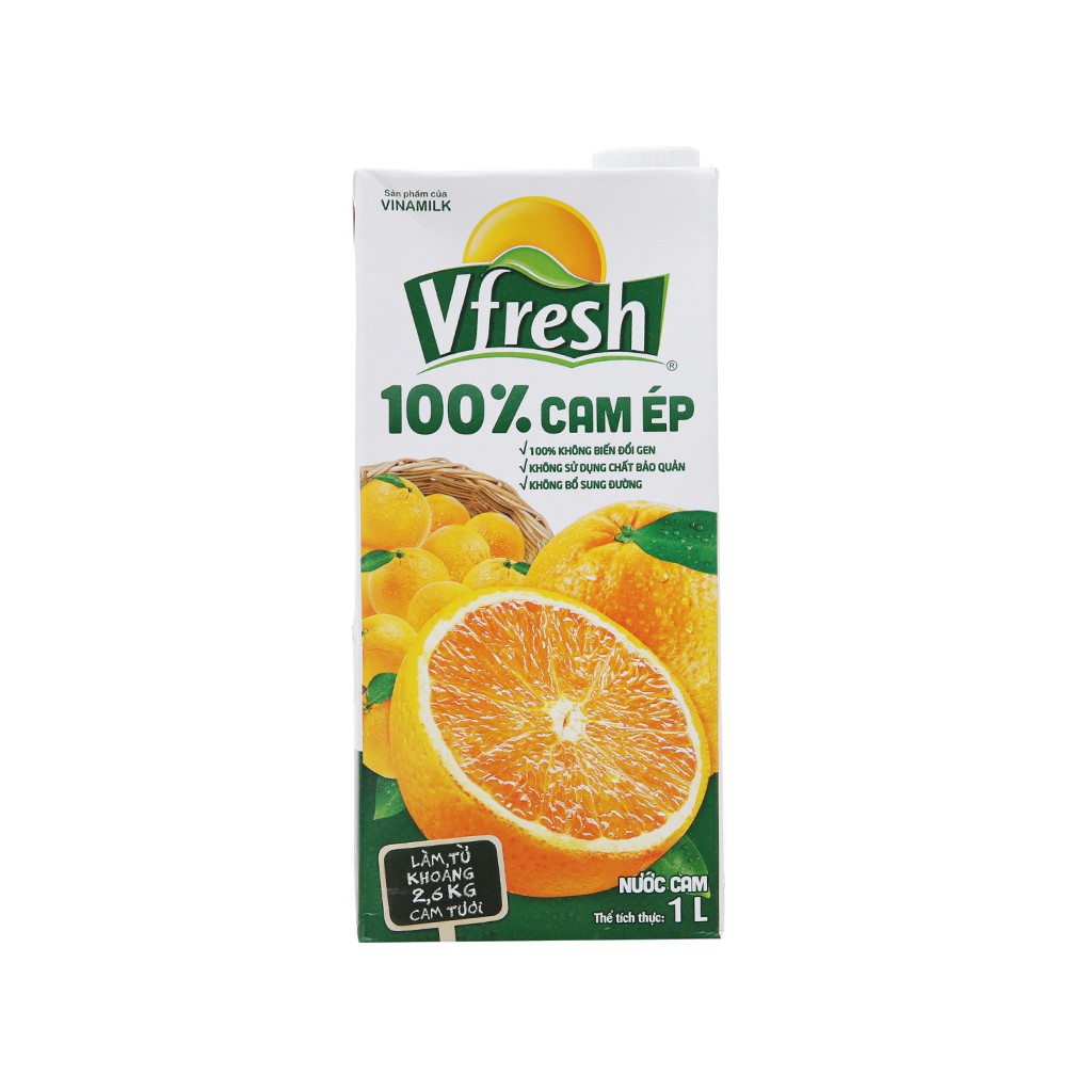 Nước cam ép Vfresh 100%  - hộp 1L * 12 hộp