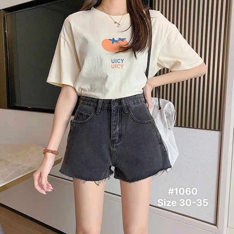Quần short jean nữ trơn màu xám kiểu quần đùi ngắn size đại hàng VNXK MS1060 thời trang 2KJean