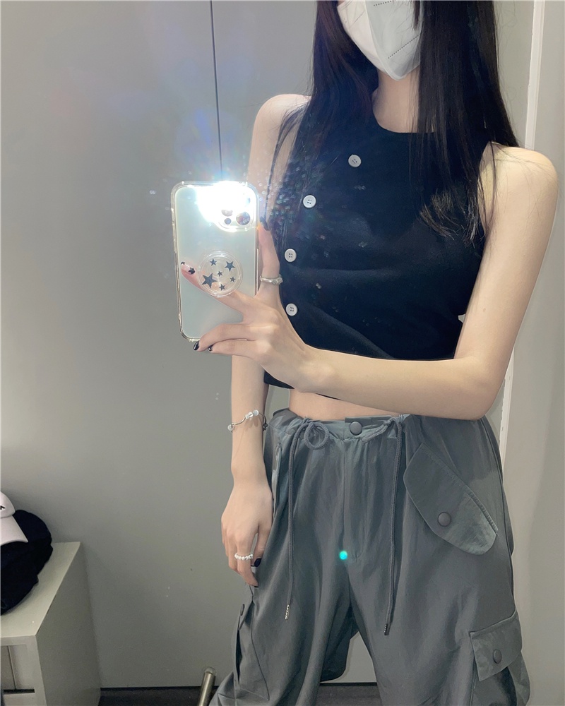 Bộ Áo Không Tay Dáng Ôm Phối Khóa Cài Bên Hông + Quần Dài Thiết Kế Mỏng Thời Trang Mới Dành Cho Nữ 52365