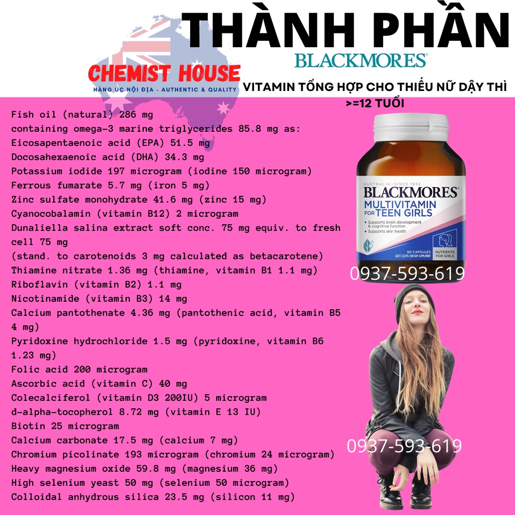 Vitamin tổng hợp cho Teen Nam Nữ BỔ SUNG TOÀN DIỆN - Blackmores Multivitamin for Teen Boys | Teen Girls