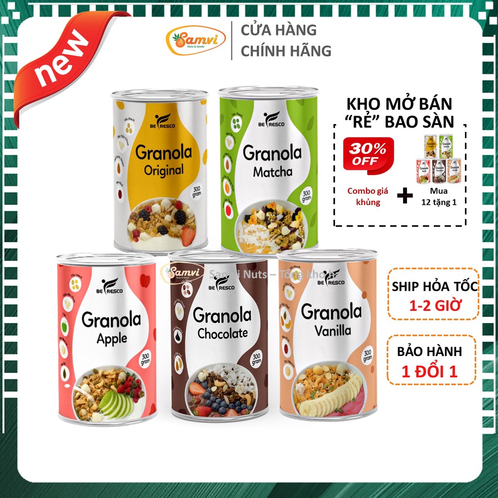 Ngũ Cốc Sữa Chua Ăn Kiêng Giảm Cân Granola Befresco (300GR) – Granola không đường, hạt mix yến mạch, sữa chua hoa quả