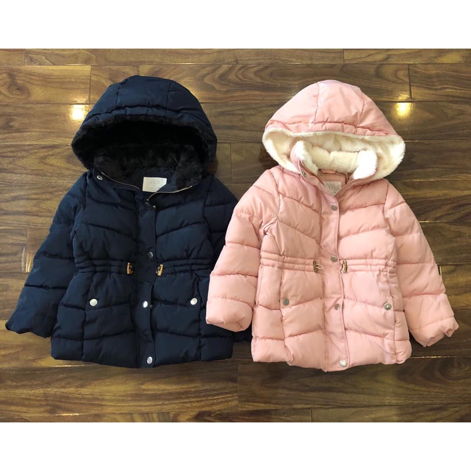 Aó khoác phao kéo khóa có mũ bé gái Zara việt nam xuất khẩu dư xịn size 6-8 tuổi giao màu ngẫu nhiên