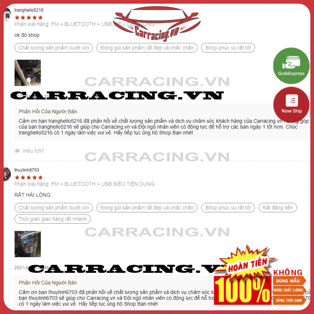 Tẩu Sạc Ô Tô CARRACING Cốc sạc xe hơi Bluetooth 5.0 Tốc Độ Nhanh 3.0 Cho Xe Hơi có nút MENU VÀ FM | BigBuy360 - bigbuy360.vn