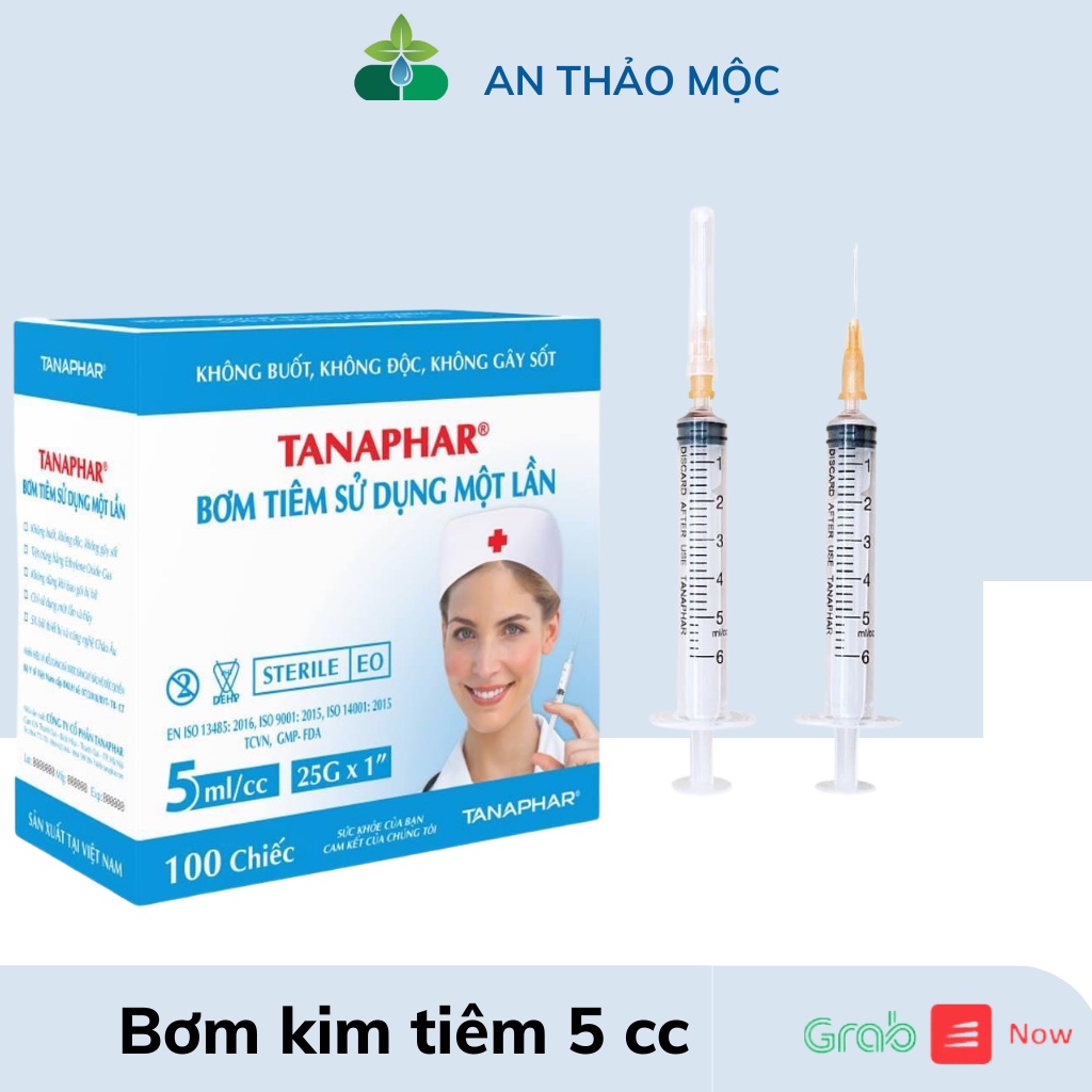 Bơm tiêm 5cc tanaphar. Bơm kim tiêm sử dụng 1 lần.anthaomoc