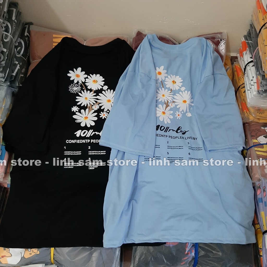 Áo thun tay lỡ freesize phông form rộng Unisex nữ, mặc cặp, nhóm, lớp in hình hoa cúc chữ 10 RULER | BigBuy360 - bigbuy360.vn