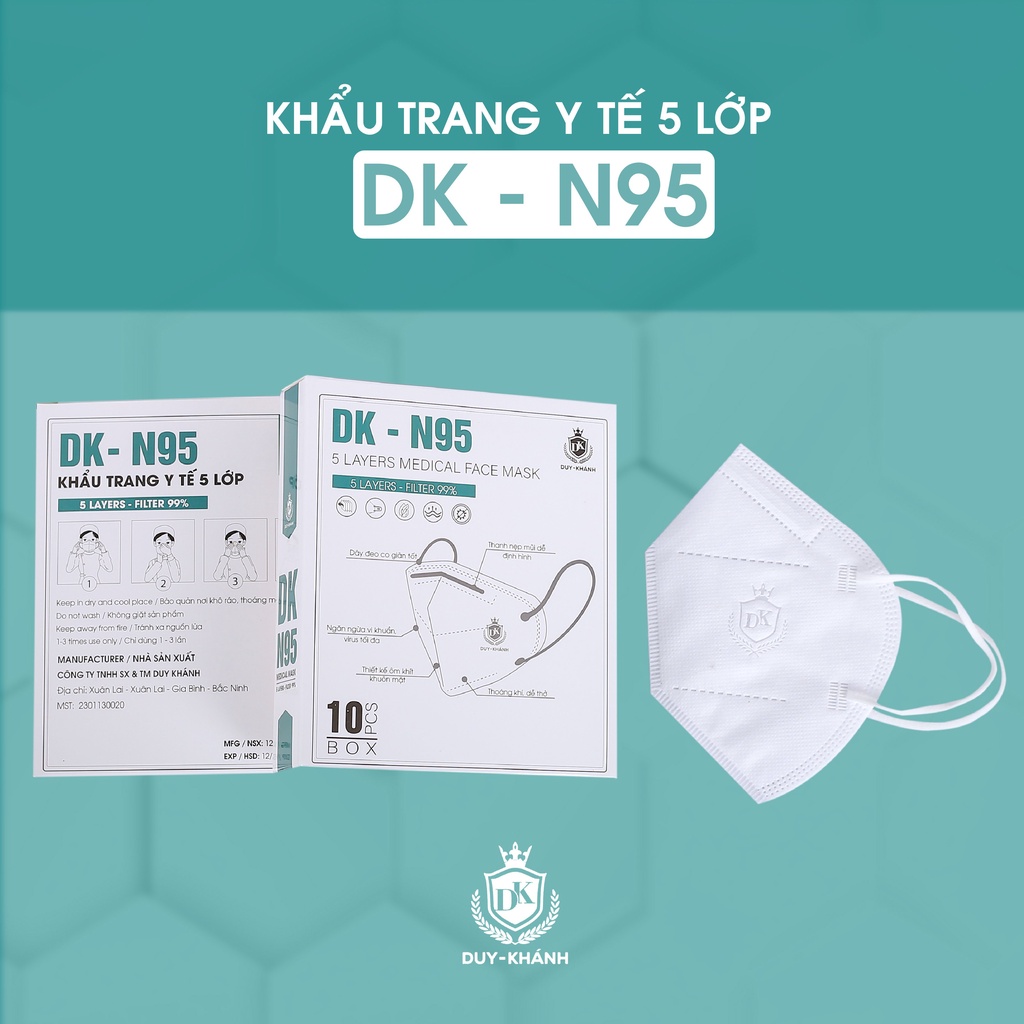 Khẩu trang N95 cao cấp 5 lớp hộp đóng 10 cái giúp chống bụi hiệu quả