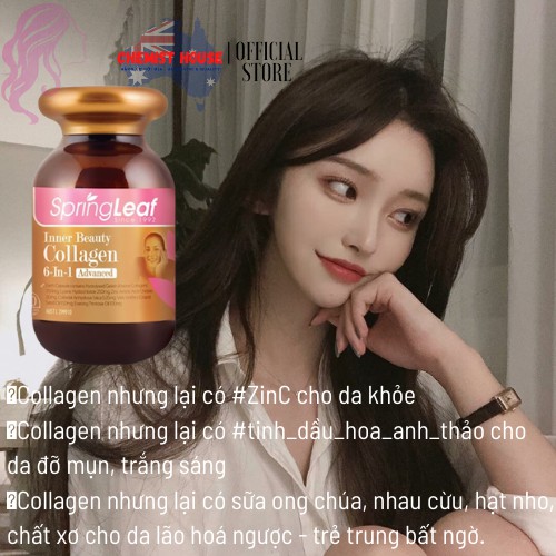 [Hàng Chuẩn Úc] Collagen SPRING LEAF 6 IN 1 Colagen, anh thảo, sữa ong chúa, nhau thai cừu, zin c, inner cấp nước