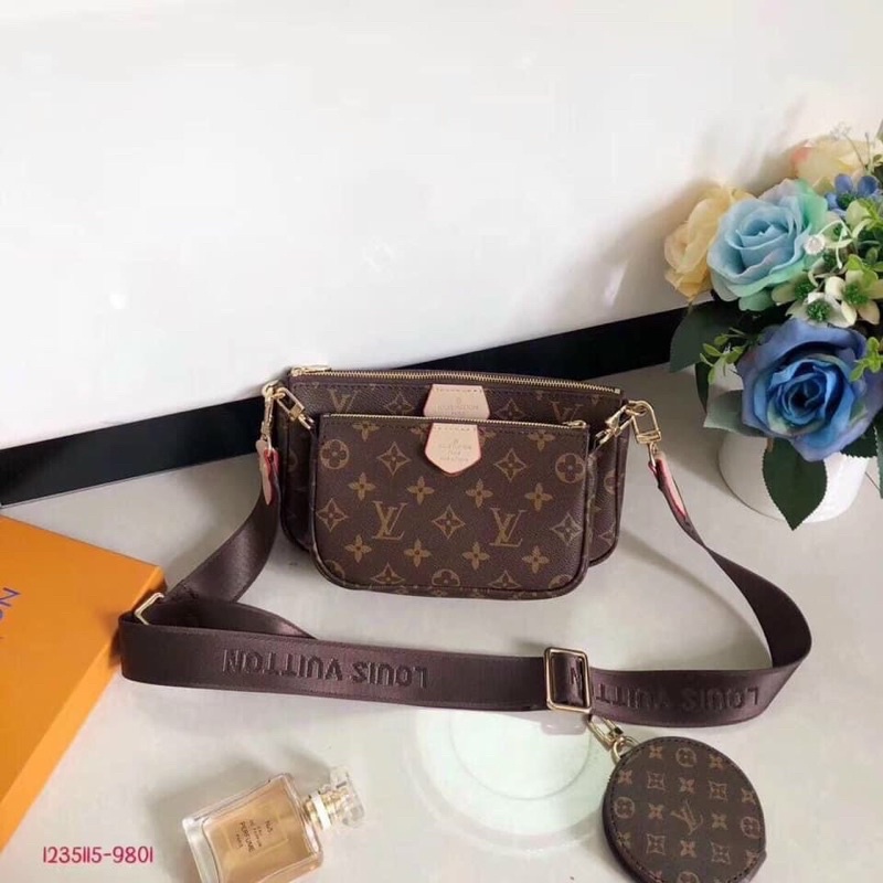 Set Lv 3 Món Fullbox Đỏ, Túi Xách Nữ Đeo Chéo