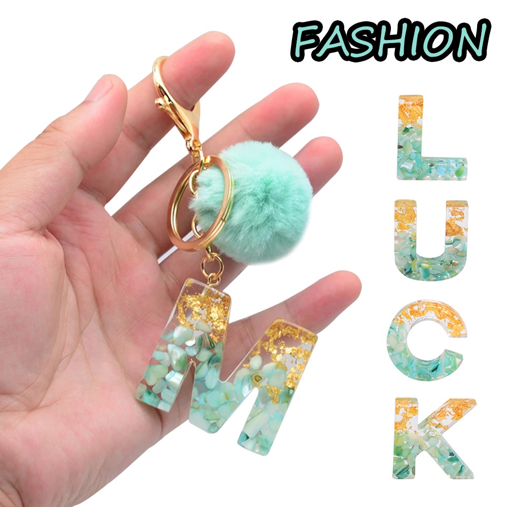 Móc Khóa Đính 26 Chữ Cái Lá Vàng Lấp Lánh Thời Trang Charms