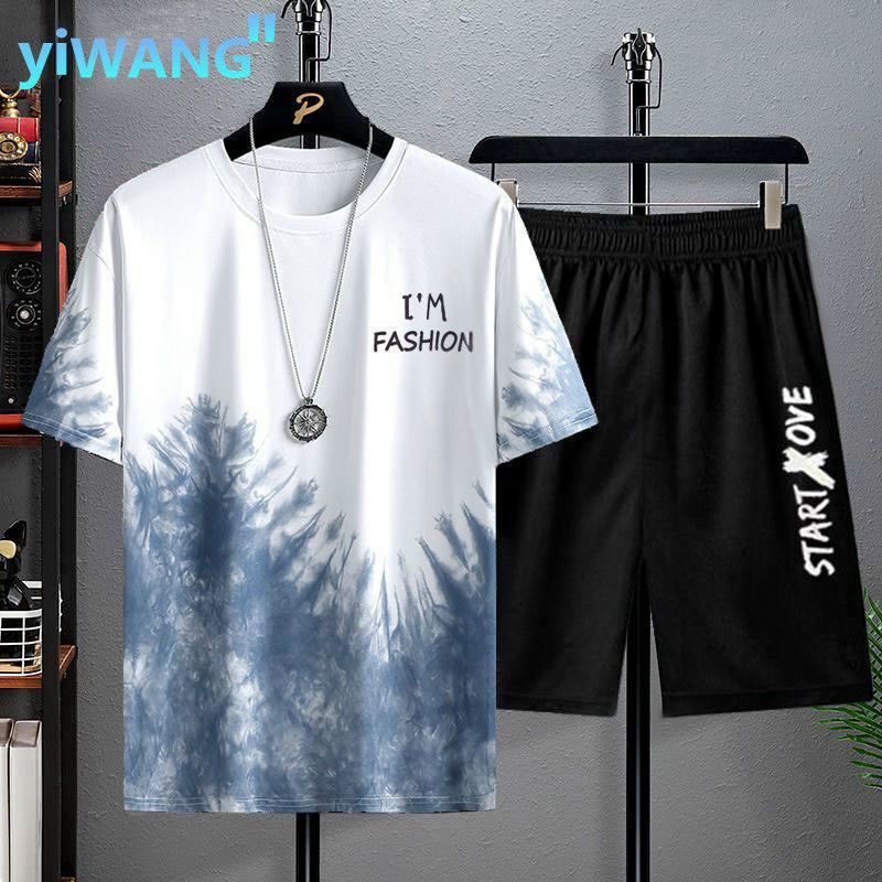 Đồ bộ thể thao nam mặc nhà,Bộ thun lạnh mẫu hè 2022 loang màu hoạ tiết in chữ I'm fashion thời trang hàn