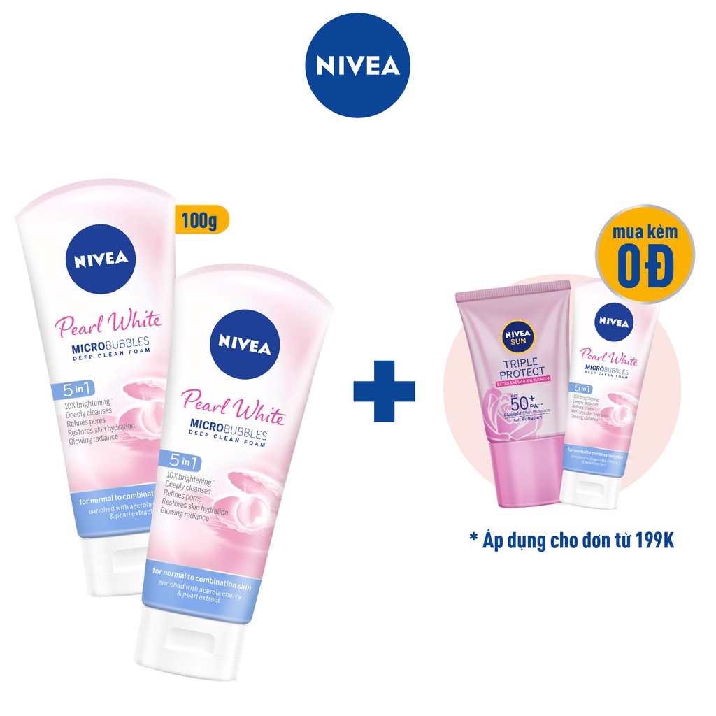 [Mã FMCGMALL -8% đơn 250K] Bộ đôi Sữa rửa mặt NIVEA Pearl White giúp trắng da ngọc trai (100g/chai) - 81295 | BigBuy360 - bigbuy360.vn