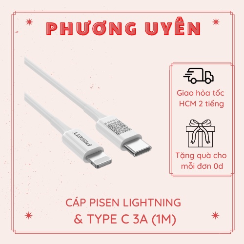 CÁP PISEN LIGHTING & TYPE C 3A (1M)