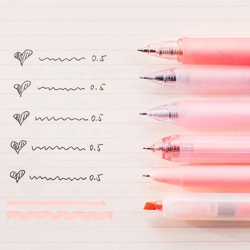 Set 6 Bút Mực Gel Ngòi 0.5mm Màu Đen Nhanh Khô