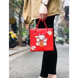 Hộp đựng bánh Mèo Thần Tài- Hộp Đôi