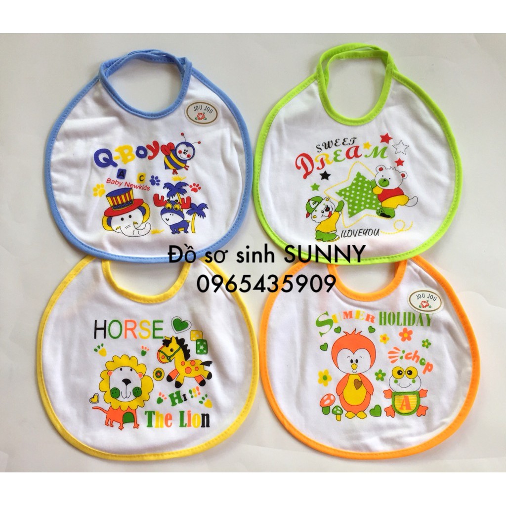 Set 5 Yếm cột dây cho bé sơ sinh, mặt sau của yếm có NI LÔNG chống thấm