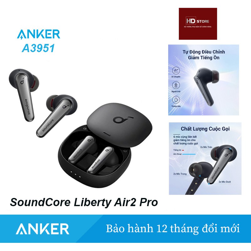 Tai nghe  ANKER Bluetooth TWS SoundCore Liberty Air 2 Pro ANC Chống ồn chủ động - Mã A3951