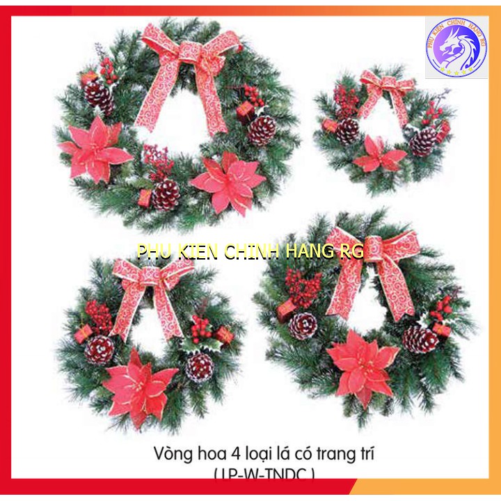 [ Mẫu Hot] Vòng Nguyệt Quế 41cm - 51cm Loại Lá  Gắn Trái Thông Trang Trí Giáng Sinh