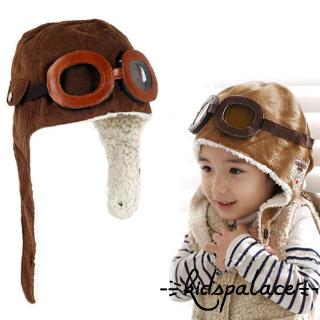 Mùa Đông Cho Bé Tập Đi Bé Trai Bé Gái Trẻ Em Phi Công Aviator Mũ Ấm Áp Mũ Dễ Thương Beanie Màu Coffe Đen