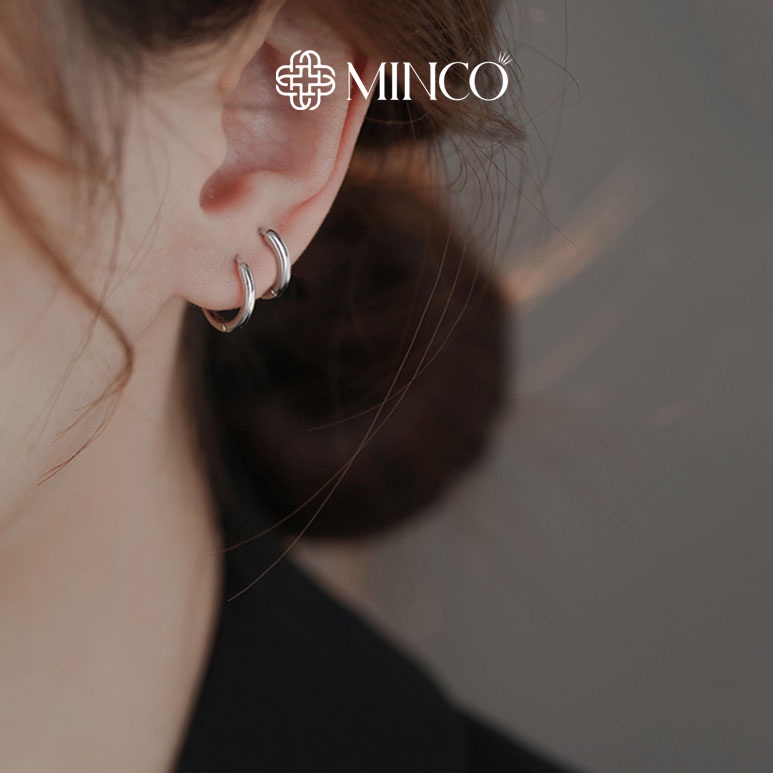 Bông tai nữ dáng tròn thiết kế unisex đơn giản Minco Accessories phong cách Hàn Quốc dành cho cả nam nữ  BT12-C