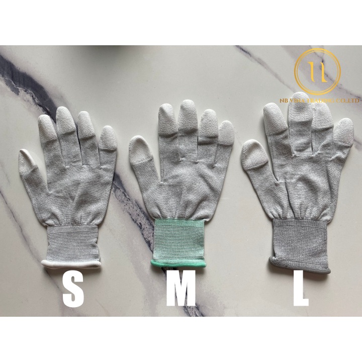 Găng tay chống tĩnh điện carbon phủ PU đầu ngón tay Găng Tay ESD)