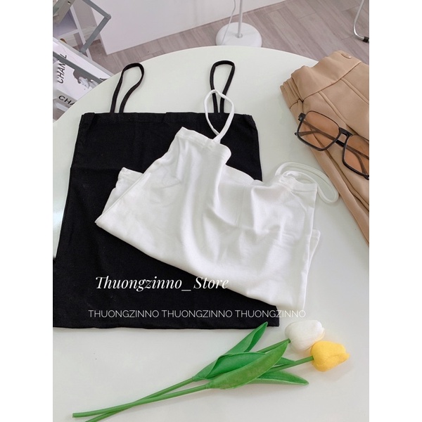 [Ảnh thật/Video]Áo 2 dây nữ dáng ôm vải thun cotton co giãn nhiều màu sắc