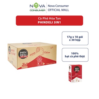 [Date T01/2023] Thùng Cà Phê Hòa Tan PhinDeli 3in1 (17g x 18 gói x 30 hộp)