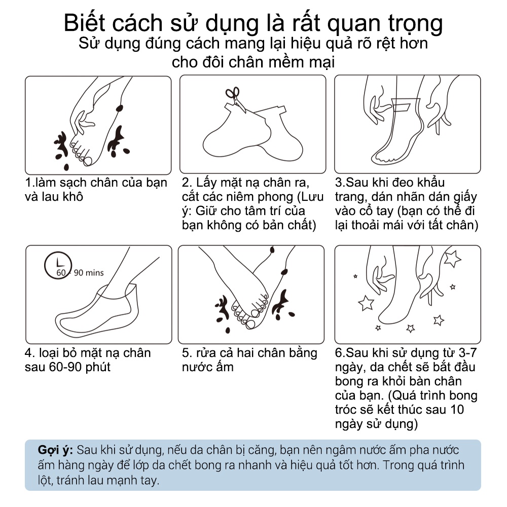 Cặp Mặt Nạ Chân Lanbena Tẩy Tế Bào Chết 2-7 Ngày Tiện Dụng