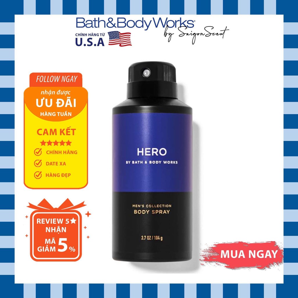 Xịt thơm cho nam Bath and Body Works for men Hero (104g)