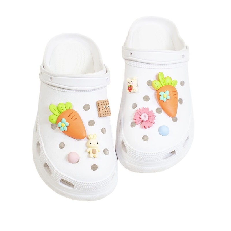 Phụ Kiện Móc Khóa Giày Crocs Jibbitz Hình Chú Heo Cà Rốt Dễ Thương