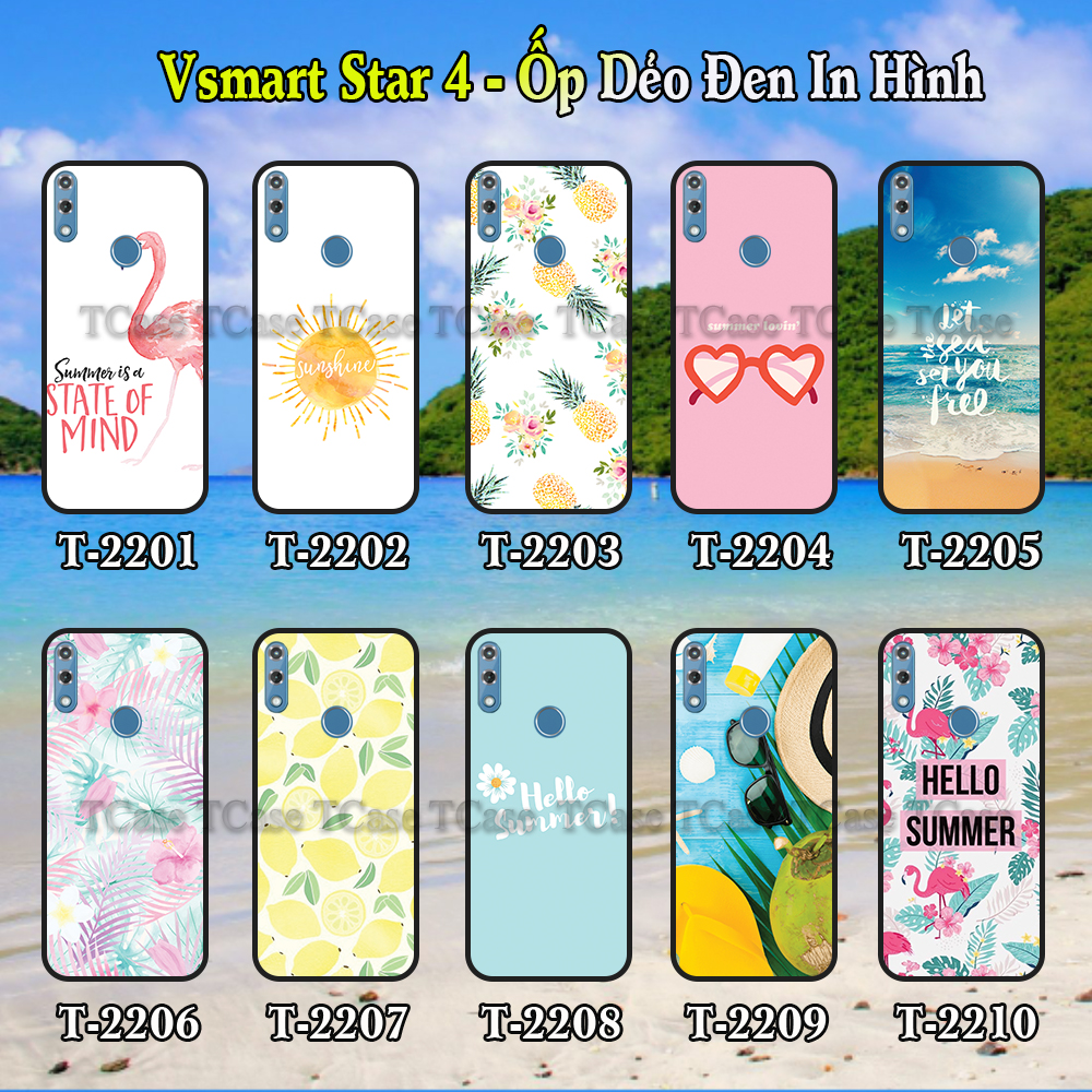 [Mã ELORDER5 giảm 10K đơn 20K] Ốp lưng Vsmart Star 4 dẻo đen in hình Hello Summer (mùa hè sôi động)