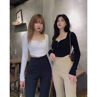 ÁO CROPTOP TAY DÀI CÓ CÚC