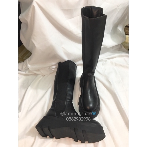 (sẵn36)MÃ B05 - Boot đùi Anh Quốc độn đế 6cm- cổ chun co giãn 2 bên răng cưa cá tính cực kì chất | BigBuy360 - bigbuy360.vn