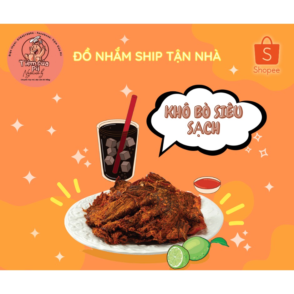 [ 100% Thịt Bò Sạch ]-Thịt bò khô miếng, khô bò mềm cay siêu ngon nhà làm đặc sản Đà Nẵng loại đặc biệt 200gr | BigBuy360 - bigbuy360.vn