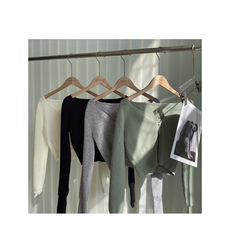 QKOOLE  Áo cardigan dệt kim tay dài cổ chữ v phong cách Hàn Quốc xinh xắn cho nữ