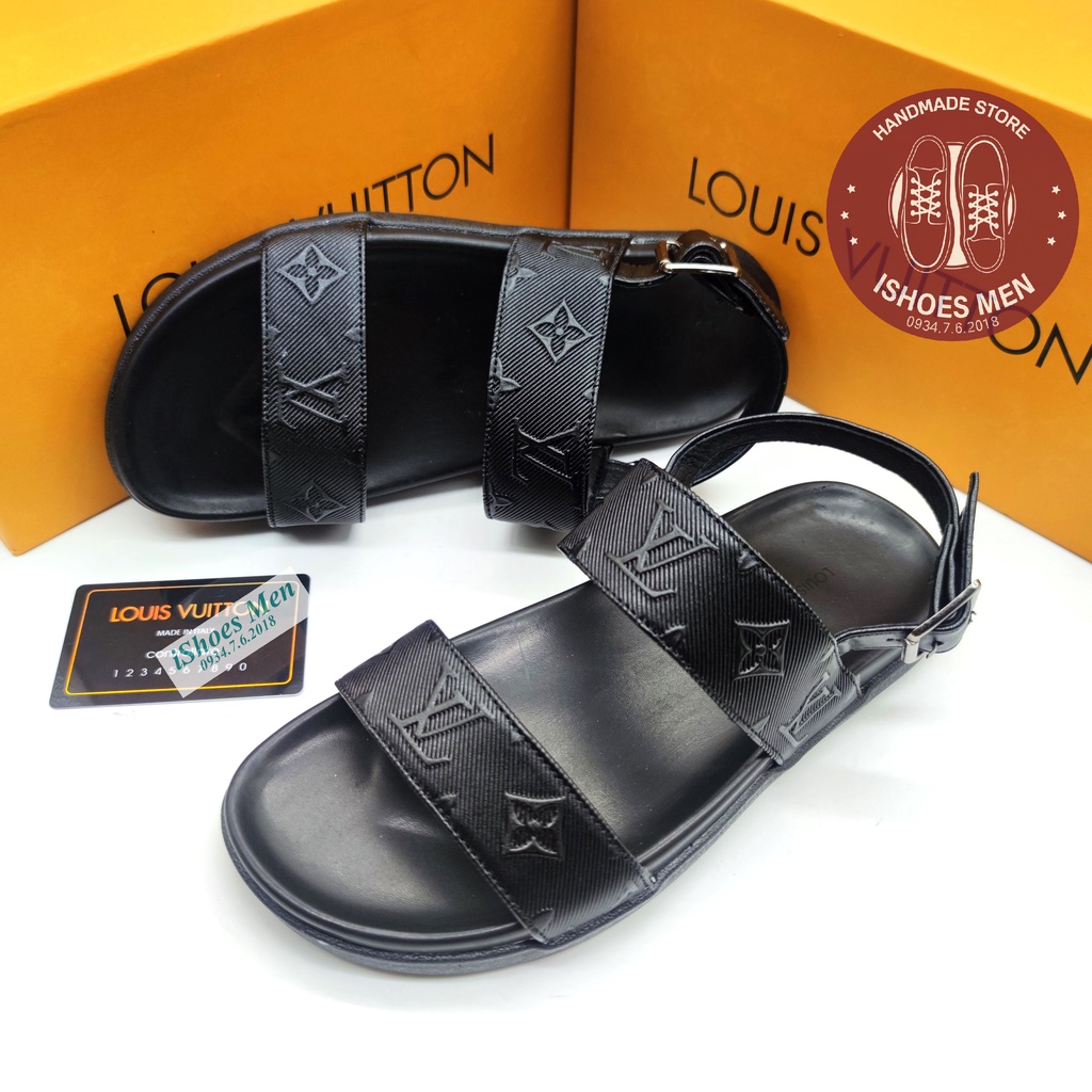 Dép Sandal Nam, Dép quai hậu nam LV D&amp;G da thật đế cao su cao cấp bảo hành 12 tháng