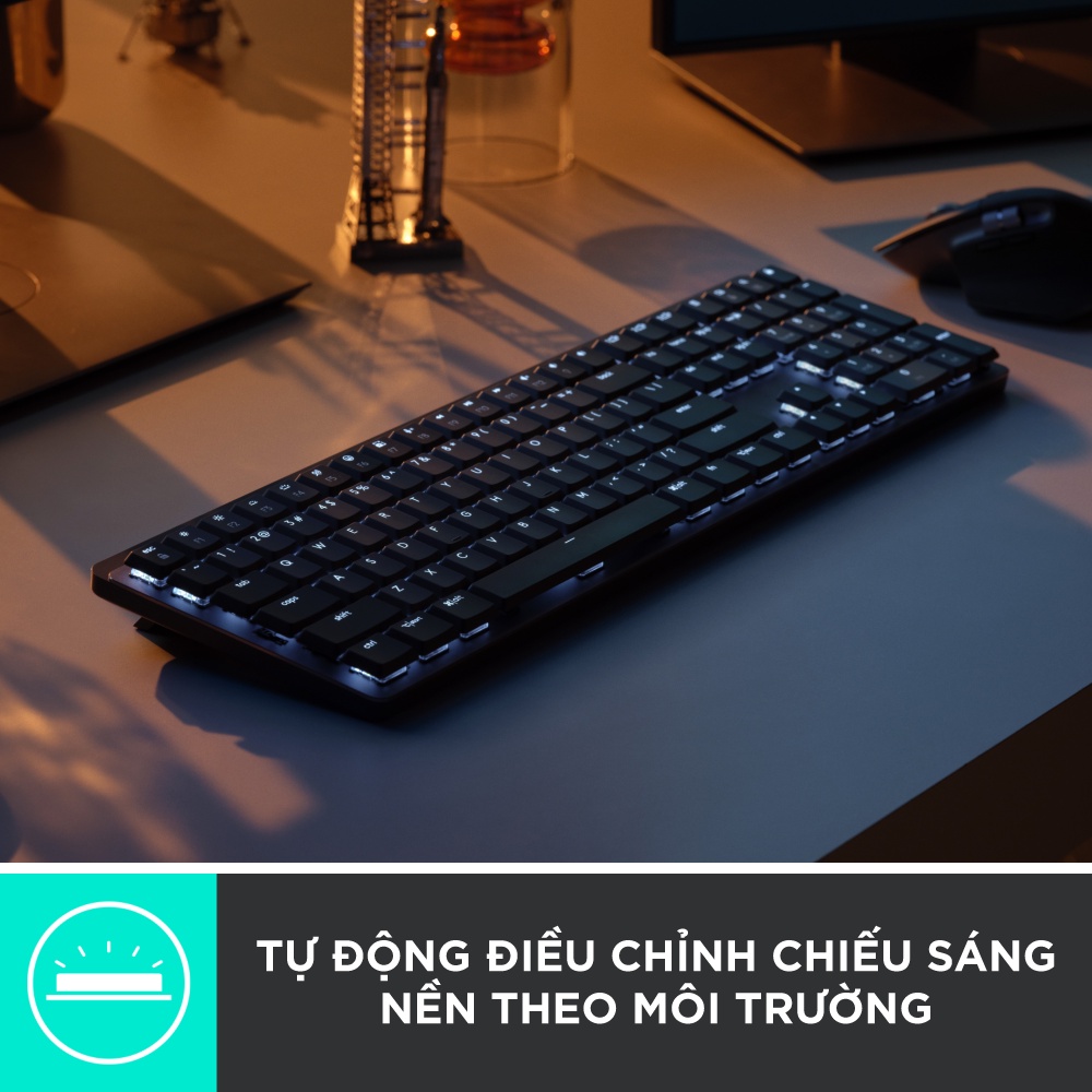 Bàn phím cơ không dây Logitech MX Mechanical – Tactile, chiếu sáng nền, sạc USB-C, mac OS | Win