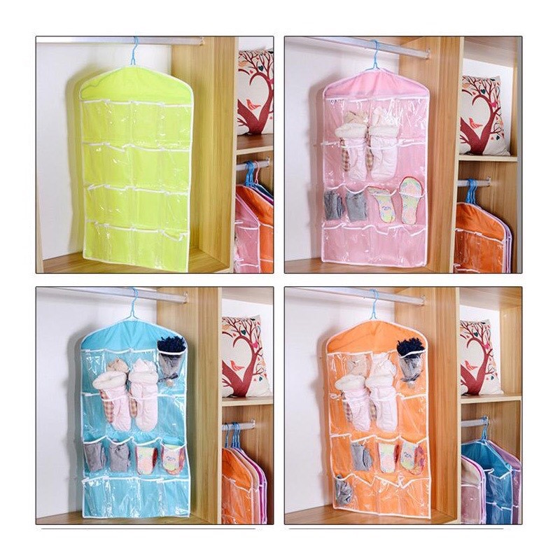 Túi treo 16 ngăn - túi treo tất vớ, treo đồ lót tiện lợi