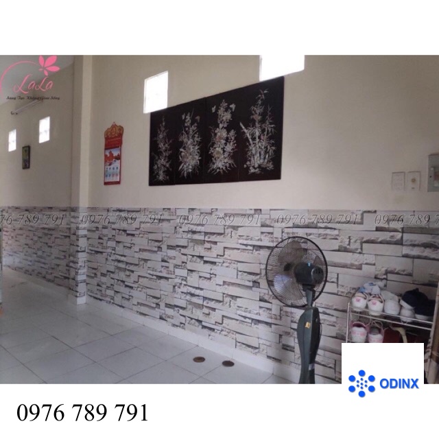 10m Giấy dán tường (decal cuộn) Giả gạch xám có keo sẵn bóc dán đơn giản