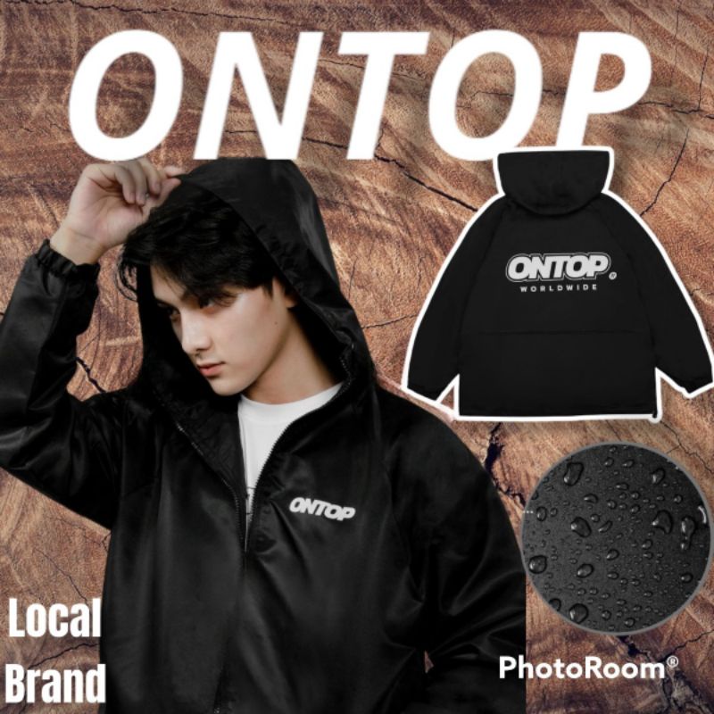 (Local Brand) Áo khoác dù local brand ONTOP Worldwide màu đen, có mũ