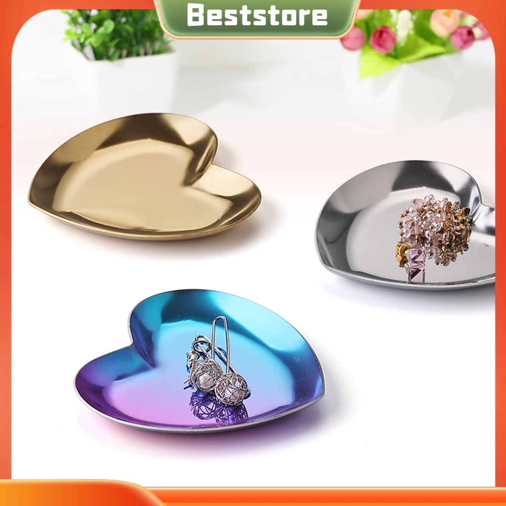 Khay Trưng Bày Trang Sức Hình Trái Tim Bằng Thép Không Gỉ Viền Mịn