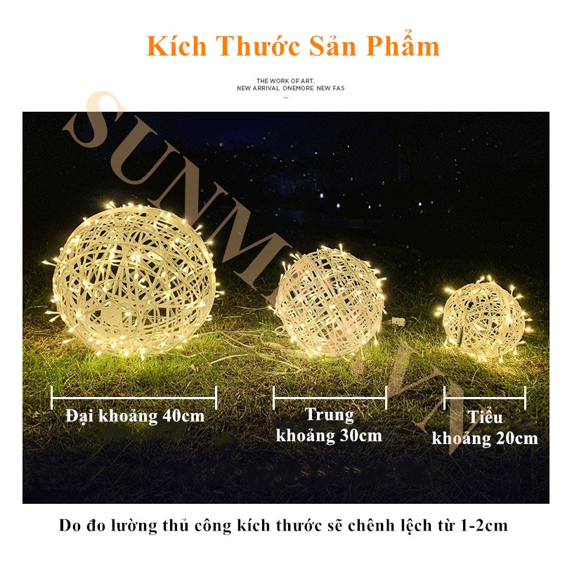 Đèn LED Thả Treo Cầu Mây Trang Trí Đường Phố Công Viên Cổng Ra Vào Quán Cafe Chống Thấm Nước