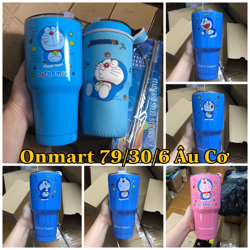 [MẪU LY HÌNH DOREAMON] Ly giữ nhiệt Yeti ThaiLand 900ml (Kèm túi xách + ống hút + cọ)