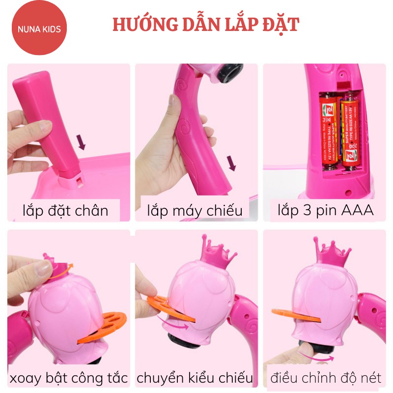 Đồ chơi bàn vẽ thông minh NUNAKIDS có máy chiếu ảnh kèm nhạc cho bé TẶNG bút màu 24 hình tập tô tập vẽ sáng tạo