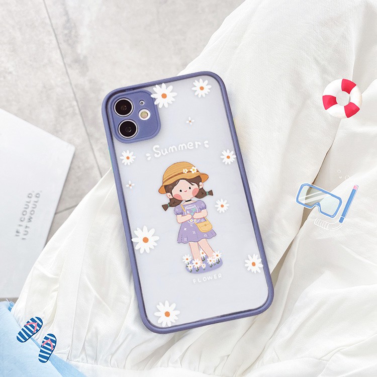 Ốp lưng iphone Summer Girl nhám viền nổi cong 5/5s/6/6plus/6s/6splus/7/7plus/8/8plus/x/xr/xs/11/12/pro/max/plus/promax | BigBuy360 - bigbuy360.vn