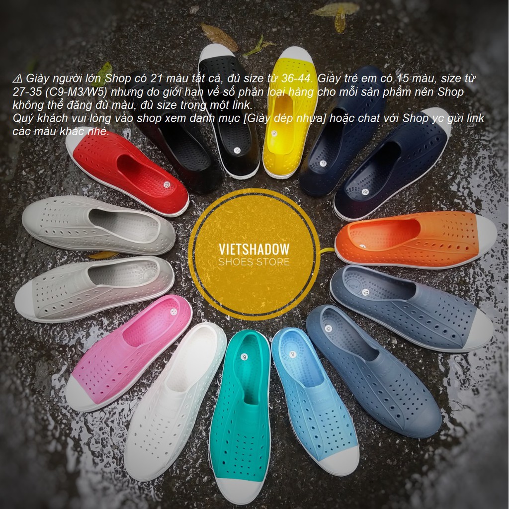 Giày nhựa đi mưa, đi biển WNC NATIVE - Chất liệu nhựa xốp siêu nhẹ - Nhiều màu