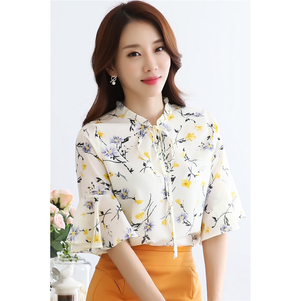 Women chiffon short sleeve blouse women tops