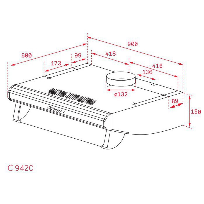 [GIÁ SHOCK] MÁY HÚT MÙI ÂM TỦ 90CM TEKA C 9420, CAM KẾT HÀNG LOẠI 1