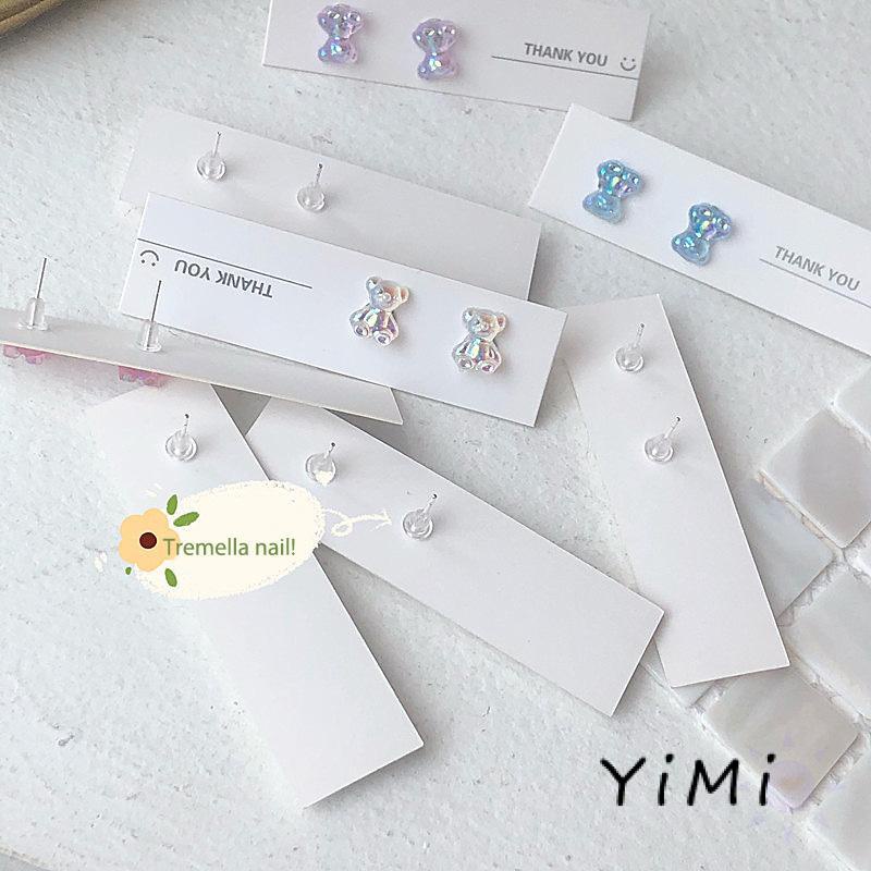 Bông tai xỏ lỗ hình gấu Teddy màu kẹo dễ thương phong cách Hàn Quốc cho nữ