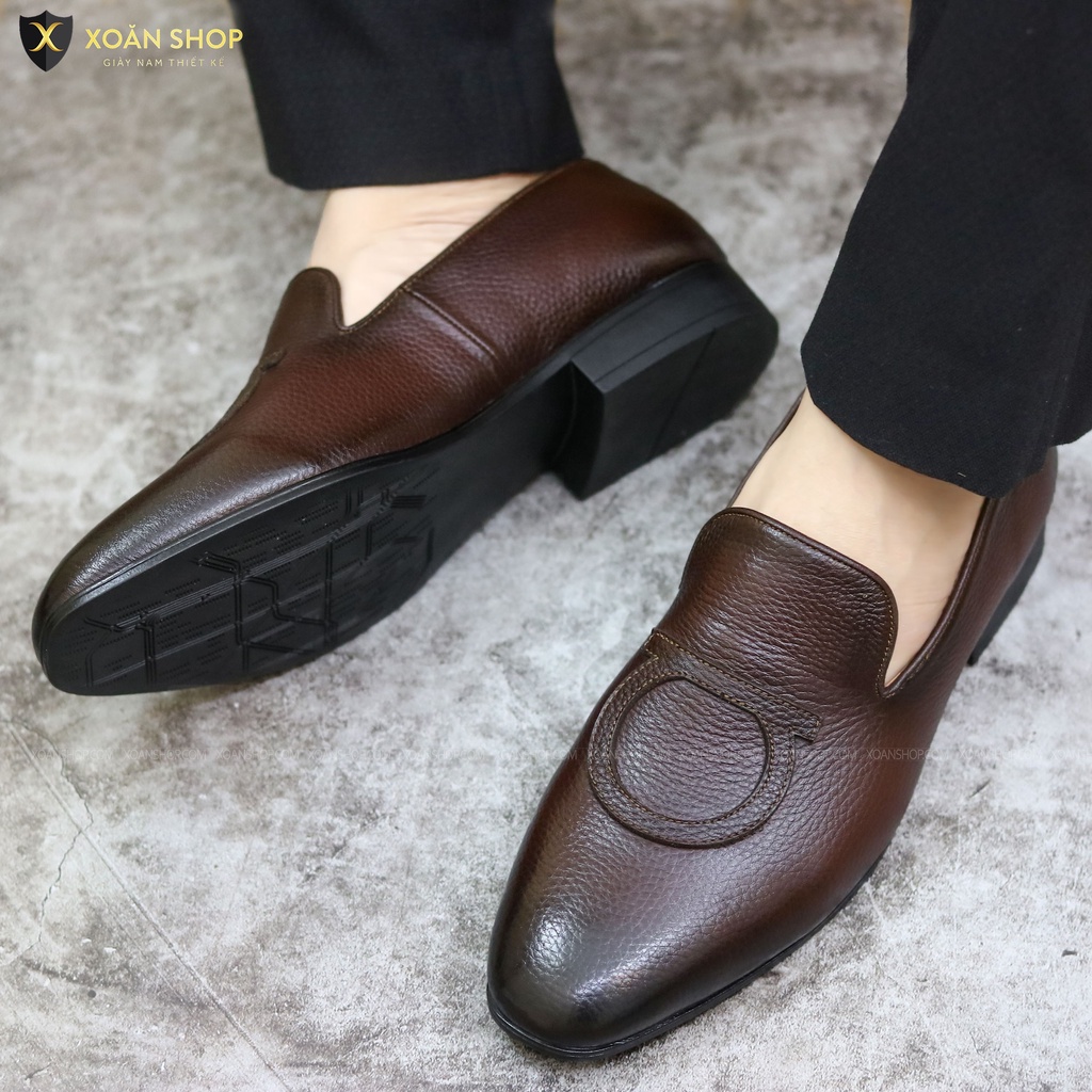 Giày Da nam cực chất xả kho giá gốc mã - giày lười nam DA BÒ CAO CẤP-BẢO HÀNH 12 THÁNG